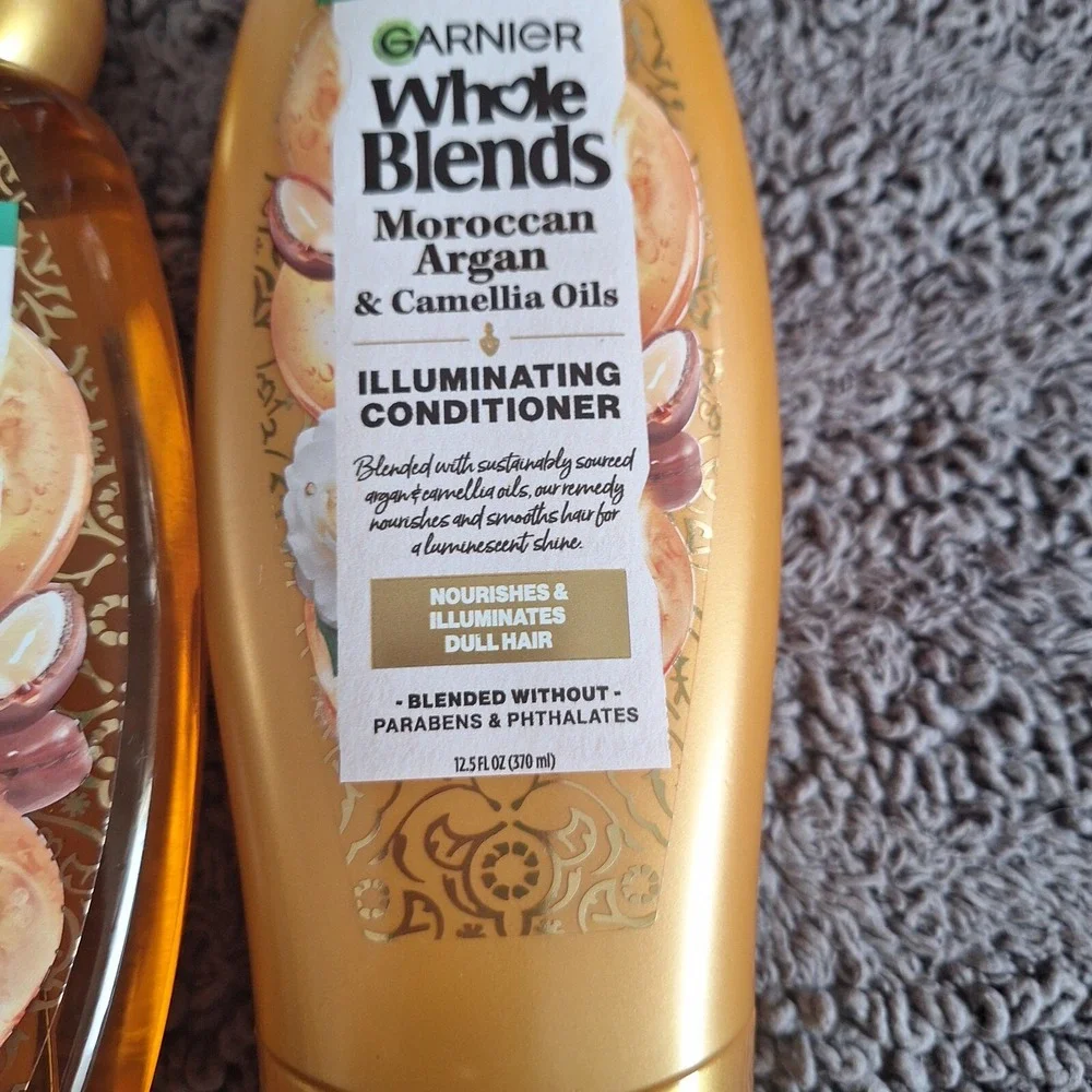 2 Pk Garnier Whole Blends Moroccan Argan Camellia Oil Shampoo Conditioner Bundle